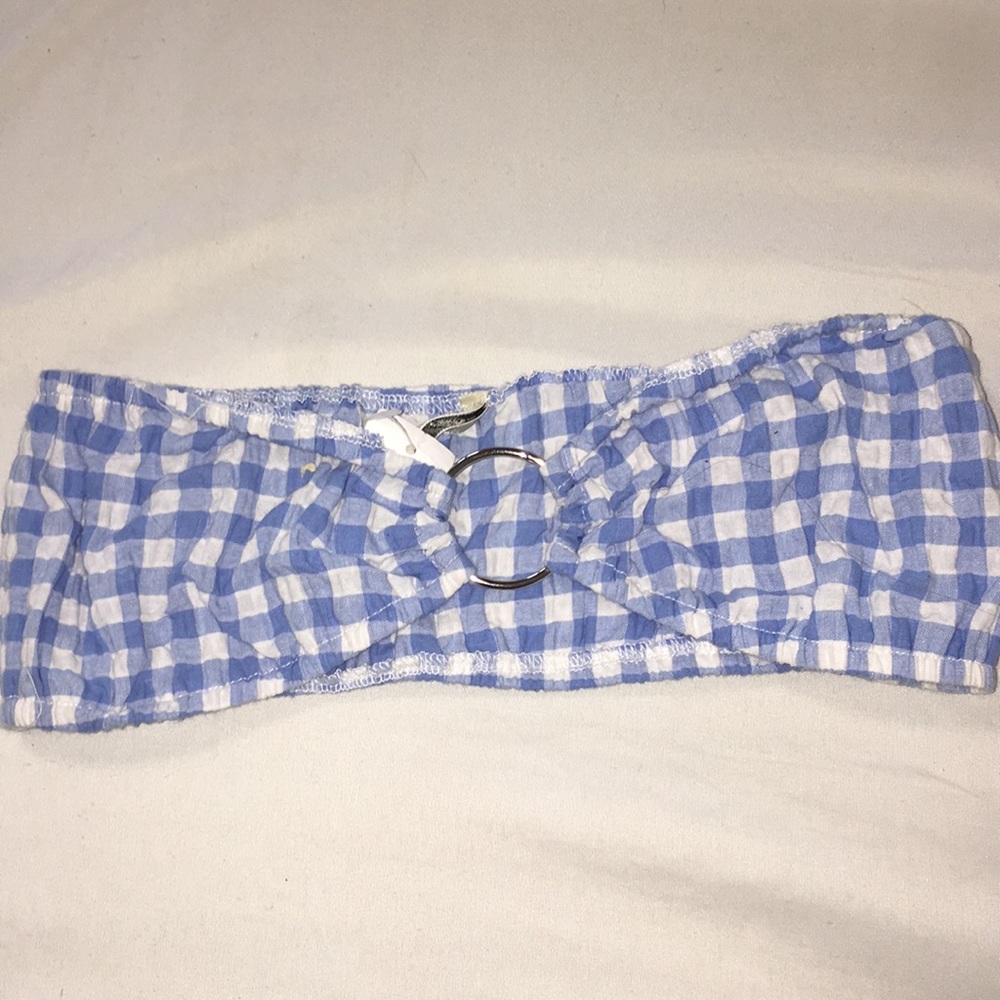 New with tags bralette / bandeau blue plaid XS